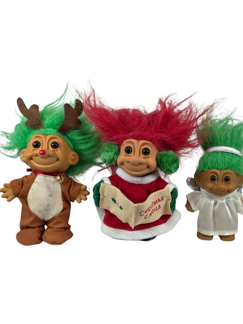 Vintage Russ Christmas Troll Dolls Lot Reindeer Caroler Angel Santa Baby